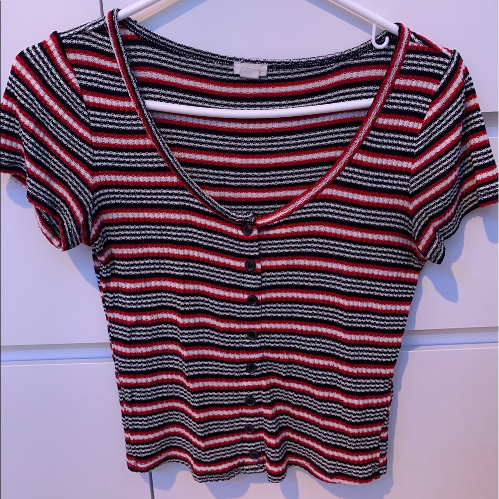 Garage button up ribbed t shirt